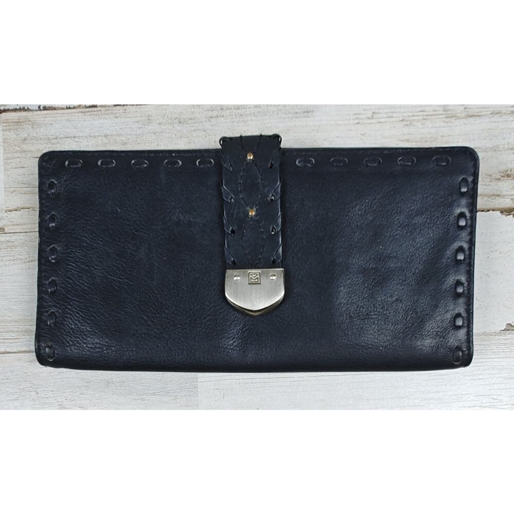 MICHAEL KORS Medium Bifold Flap Black Leather Wallet Palm Beach Continental